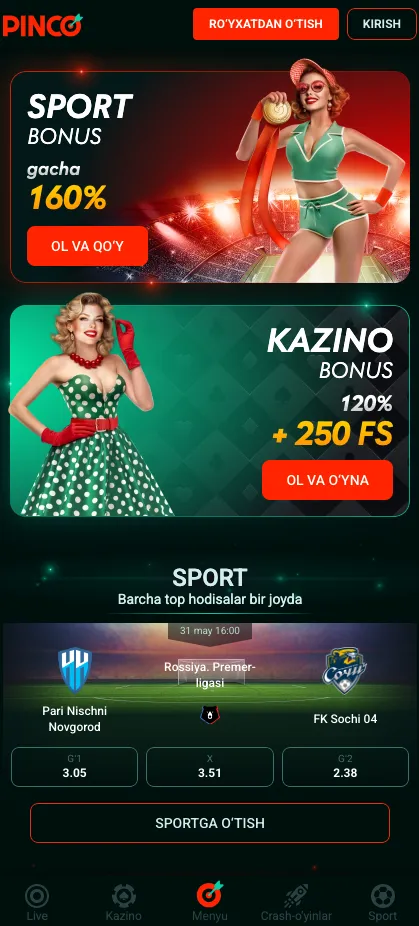 Pinco Casino App: 2025-yilda O‘zbekistonda Eng Oson Yuklab Olish va O‘ynash Yo‘li!